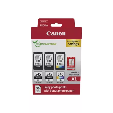 Canon 2x PG-545XL + CL-546XL + GP501 10x15 fényes fotópapír eredeti MultiPack